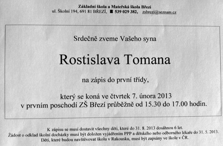 Předškolák Rosťa - pozvánka