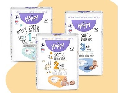Otestujte nové dětské pleny Happy SOFT & DELICATE