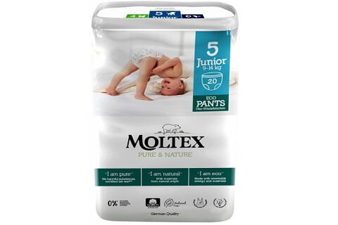 Natahovací plenkové kalhotky Moltex Pure & Nature Junior 9-14 kg (20 ks)