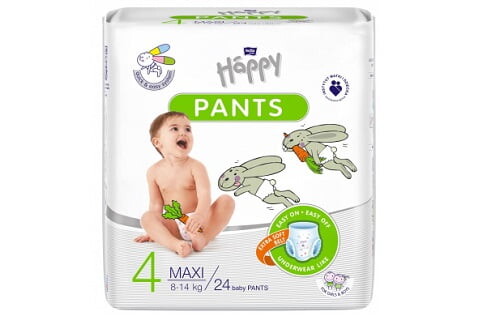 Natahovací plenkové kalhotky Bella Happy Pants Maxi, vel. 4 (8-14 kg), 24 ks