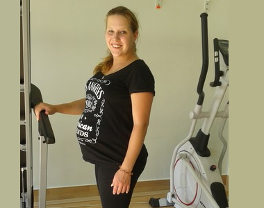 Silvia poprvé jako lektorka těhotenského cvičení