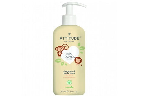 Dětské tělové mýdlo a šampon (2 v 1) ATTITUDE Baby leaves s vůní hruškové šťávy 473 ml